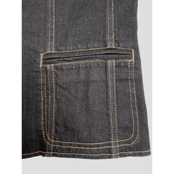 Chico’s Platinum Sz L Blue Dark Wash Denim Jacket - Pockets Covered Buttons NWOT - Picture 6 of 16